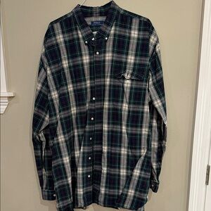 Polo Ralph Lauren Men's Green and Blue Checkered Shirt